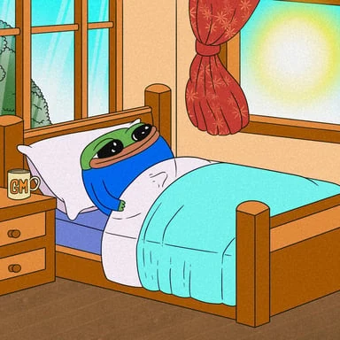 Smol Pep tucked into bed, absolutely unbothered
