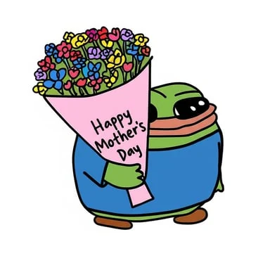 Smol Pep holding a bright bouquet of flowers