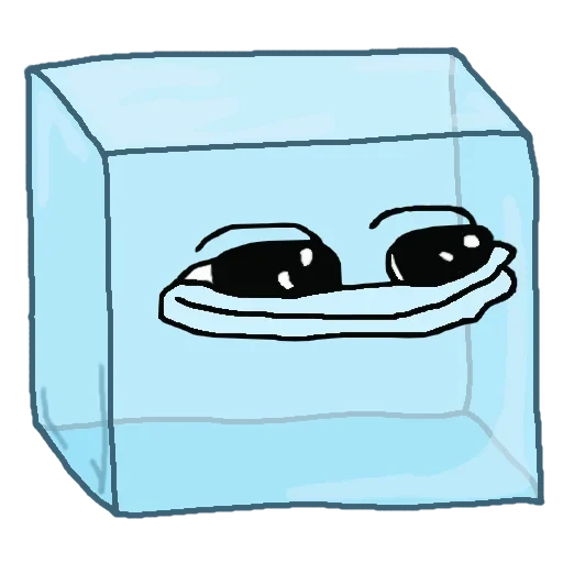 Smol Pep frozen inside a blue ice cube