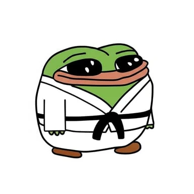 Smol Pep wearing a white martial arts uniform with a black belt