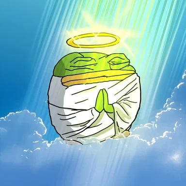 Smol Pep as an angel with a golden halo