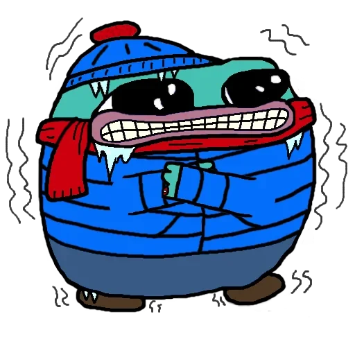 A pixel art Smol Pep in a blue winter outfit