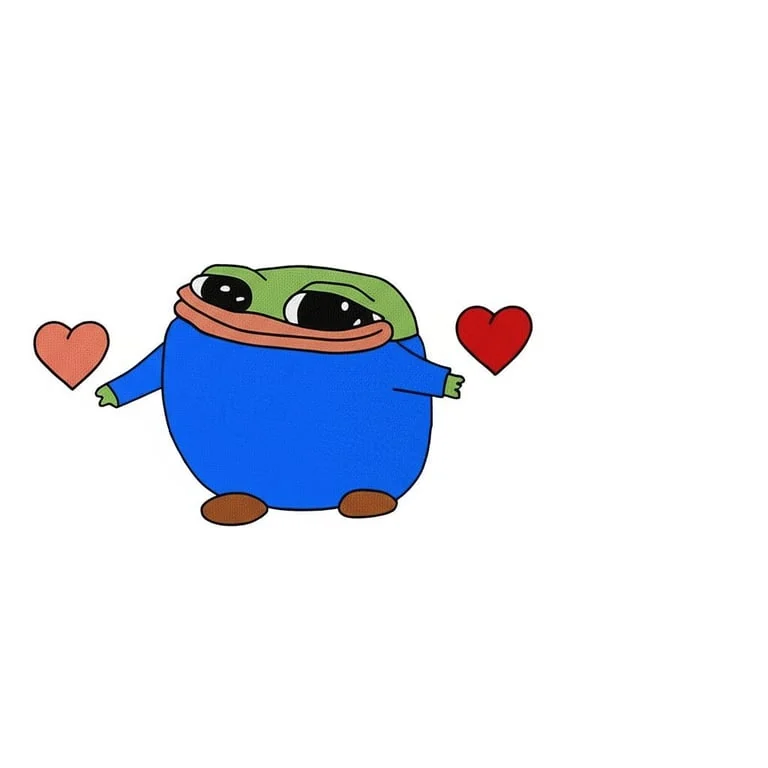 Smol Pep reaching out with two little hearts